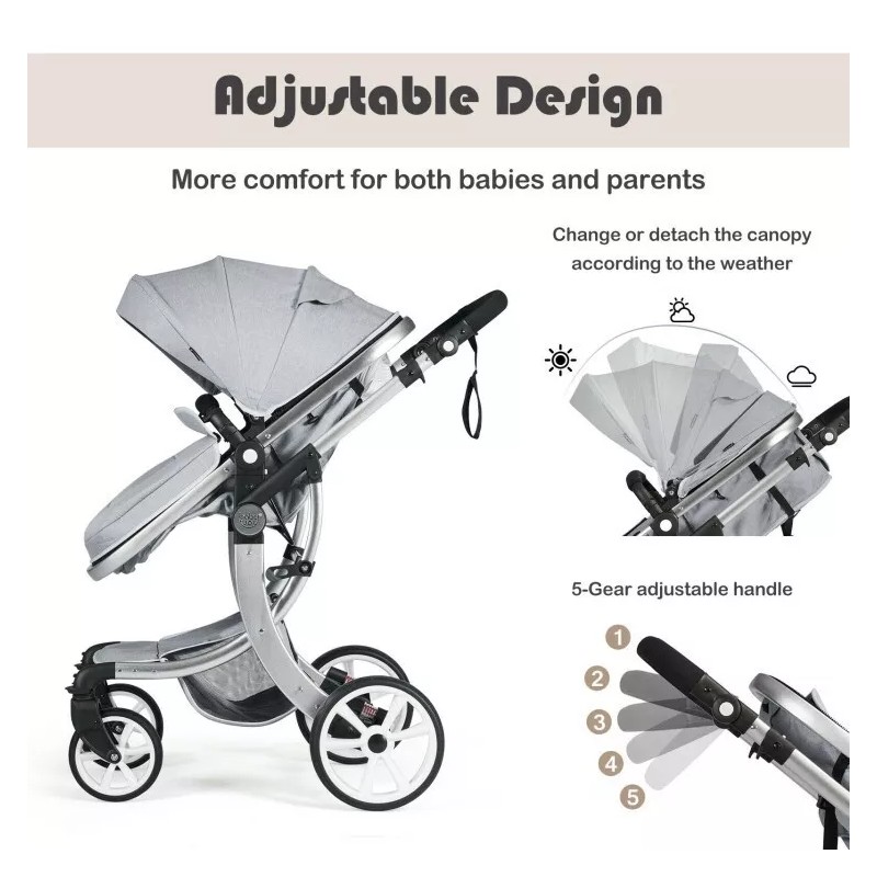 Costway 2-in-1 Foldable High Landscape Infant Stroller W/ Diaper Bag