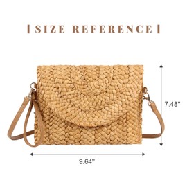 7VSTOHS Straw Clutch Bag Women Summer Clutch Woven Handbags, khaki, Fashionable