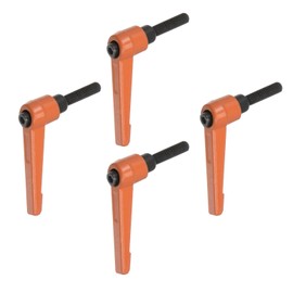 HARFINGTON 4pcs Adjustable Clamping Lever Handles M6 x 25mm Male Thread Bolt Knobs Rotating Screw Locking Quick Release Ratchet Push Button Handle, Orange