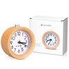 Navaris Analogue Wooden Alarm Clock with Snooze - Retro Clock
