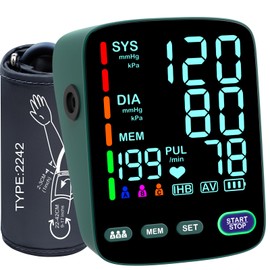 Blood Pressure Monitor, 9"-17" Extra Large Adjustable Blood Pressure Cuff, Large LED Backlit Screen, 3-User Mode,Inclued USB Cable and 4 AAA Batteries3-User Mode