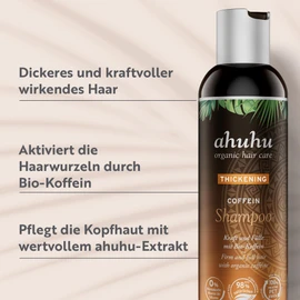 ahuhu Thickening Caffeine Shampoo, Organic Caffeine Shampoo for Thicker and Strong Hair, Invigorates the Scalp and Activates the Hair Roots, Bottle Made of 100% Recycled Plastic, Vegan, 200 ml