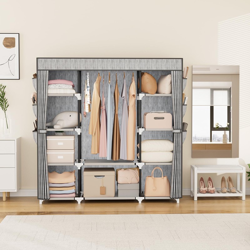 VTRIN Portable Closet Wardrobe for Hanging Clothes 57.3 Inch Large