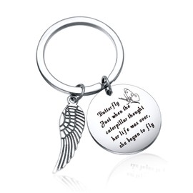 Keytells Butterfly gift Motivational gift Daily Reminder keychain best friend keychain Butterfly lover keychain Graduation keychain Positive Quote gift Butterfly Wish keychain