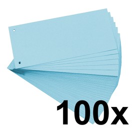 Exacompta - Ref 13415B - Forever Collection - Recycled Punched Card Dividers - 105 x 240mm, Pre-Punched for Folders or Files, Plain Recycled 180gsm Card - Blue (100 Pack)