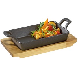 Küchenprofi BBQ Serving Pan with Serving Board Made of Pine Wood, stainless steel, 0305051015