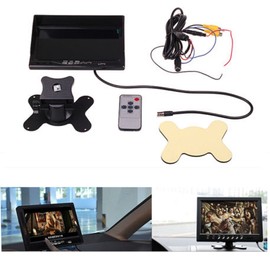 EKYLIN 7" TFT LCD Car Rearview Monitor, Remote Control, 2 Channels RCA Video Inputs - 12-24V 800480HD Screen w/Sunshade Anti-Glare