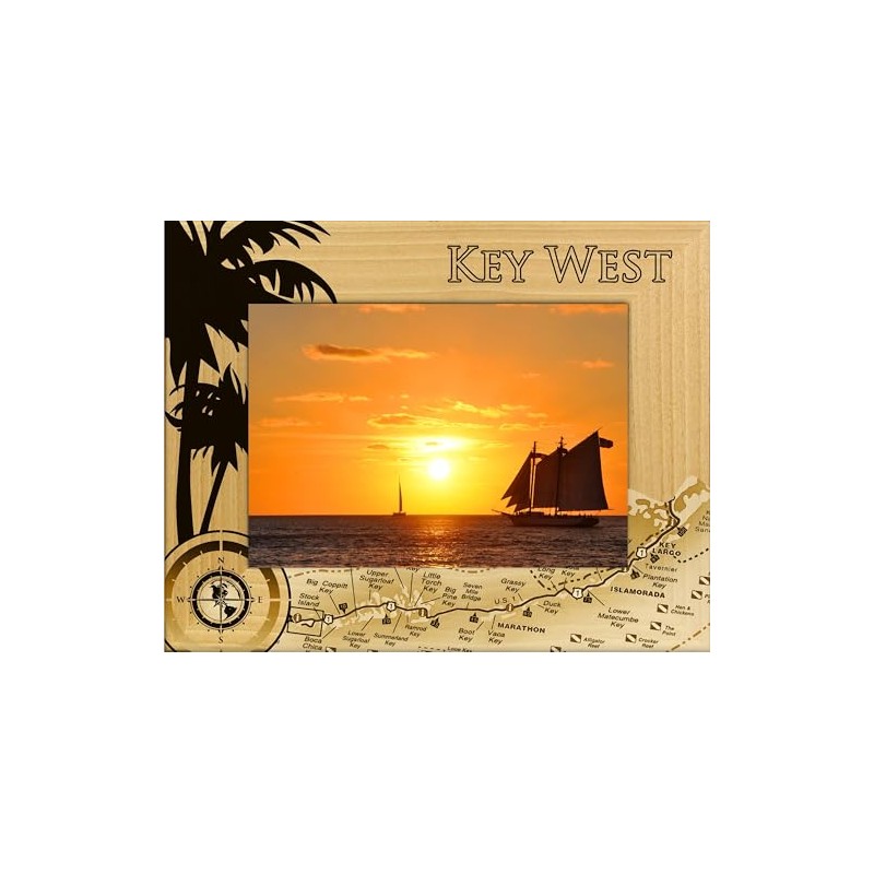 Saddle Mountain Souvenir Key West Florida with Map Laser Engraved