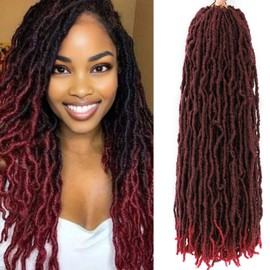 Ahrencan Mixed Burgundy Red Faux Locs Crochet Hair 24 Inch 6 Packs Prelooped Crochet Faux Locs Pre looped Soft Locs Crotchet Locs For Black Women(24",6packs TBUG#)