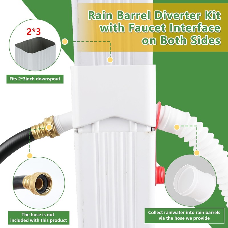 Rain Barrel Diverter Fits for 2"x3"Downspout,Rainwater Collection System,Rain Barrel Diverter