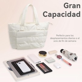 Bolso De Mano Grande,Bolso De Mujer Con Cremallera De Moda,Adecuado Para El Trabajo Diario,La Escuela Y Los Viajes (Blanco)