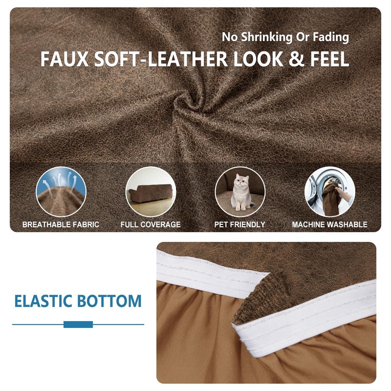 Pfrstuv Sectional Couch Covers, Leather Look Sofa Cover L Shape