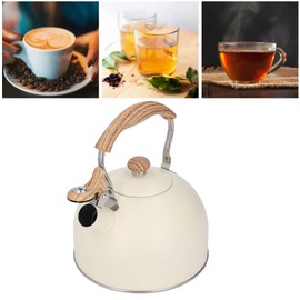 Whistling Kettle, Stainless Steel Teapot, 2.5 L, Pipe Teapot, Ergonomic Handle, Beige Hand Teapot, Suitable for Home Kitchen