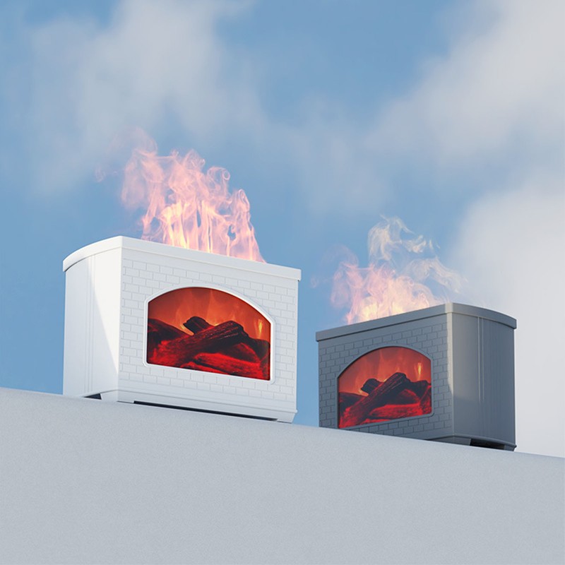 270ml Mist Humidifier Simulated Fireplace Design Power Off Protection Fire