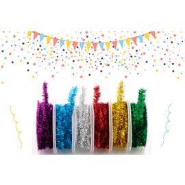Komonee 6 x Christmas Tinsel Xmas Tree Colourful Rolls Holiday Decoration Party Prop Home Accessories