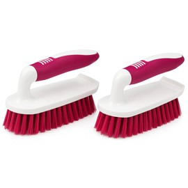 2-Pack Scrub Brushes with Rubber Grip – Heavy-Duty Bristles for Bathroom, Tile, Grout, Shower, Sink & Floor Cleaning – Dependable Industries