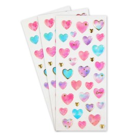 Reward Stickers 3D-003 3D Heart, 3D Decoration, Translucent, 3 Sheets, Sparkling Punpyunpun Round