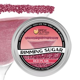Brew Glitter - Red Rimming Sugar (4oz, 1x Bar Tin) Cocktail Garnish for Mixed Drinks & Refreshments