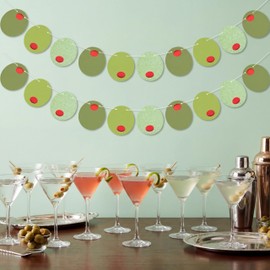 Epakh 12 ft Martini Theme Garland Banner Olive Green a Tiny Bit Older Cocktail Party Banner Decoration for Bachelorette Wedding Bridal Baby Shower Bridal Birthday Party Supplies
