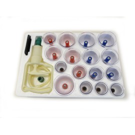 HQ Massage Schröpfen Set mit 16 Schröpfgläser aus Kunststoff mit Magneten + Vakuumpumpe