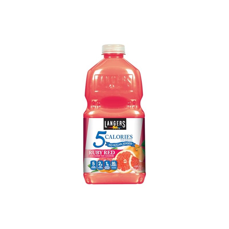 Langers 5 Juice Cocktail, Ruby Red Grapefruit, 64 Ounce (Pack