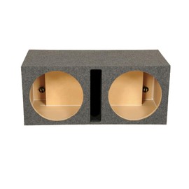 Q Power 2 Hole 15-Inch Vented Heavy Duty Subwoofer Enclosure with 1-Inch Thick MDF Face and Gold Tipped Spring Loaded Terminal Charcoal Grey