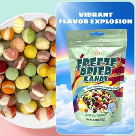 Apexy Freeze Dried Candy - Freeze Dried Rainbow Candy Assorted Flavor - Dehydrated, Crunchy, Colorful Treats & Snacks for Kids & Adults - Packed in a Resealable Pouch 4.23oz (120g) (Sour Rainbow Crunchy Clouds)