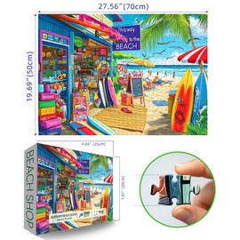 Beach Shop Puzzles for Adults 1000 Pieces Summer Surf Shack Puzzle for Adults Jigsaw Puzzles 1000 Pieces with Letters on Back Hard Impossible Difficult challenging Family Puzzle (27.5"x19.6")