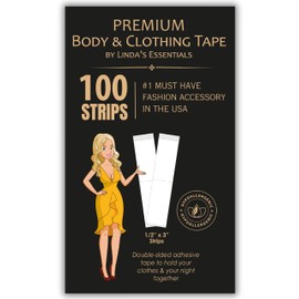 Double Sided Tape for Clothes, Body and Fashion (100 Pack) | Skin & Clothing Tape for Women | Hem Tape No Sew No Iron | Strong Transparent Clear Body Tape for All Shades and Sensitivity