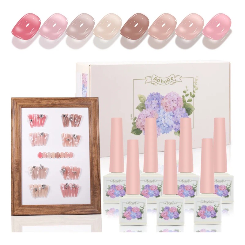 Gama De Gel Semipermanente Esmaltes Para Uñas Nude 8pcs 12ml