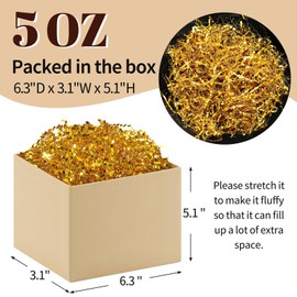 Ohuimrt 5oz Crinkle Cut Paper Shred Filler, Gift Box Basket Filling Crinkle Confetti Paper for Wedding, Birthday Gift Boxes Bags Basket Decoration (Gold)