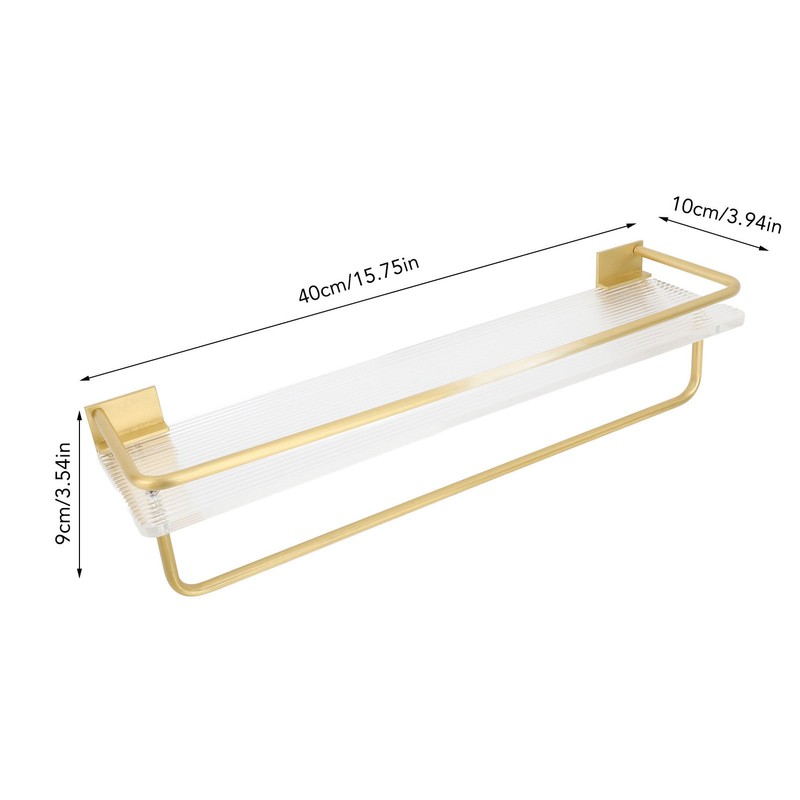 Bathroom Wall Shelf Space Aluminum and Acrylic Rustproof Punch Free