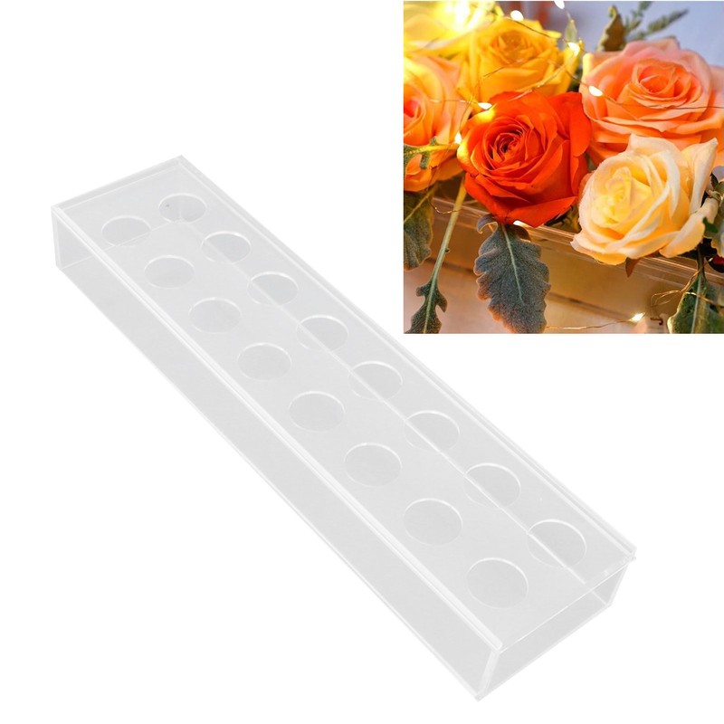 Rectangular Floral Centerpiece Clear Acrylic Flower Vase for Dining Table
