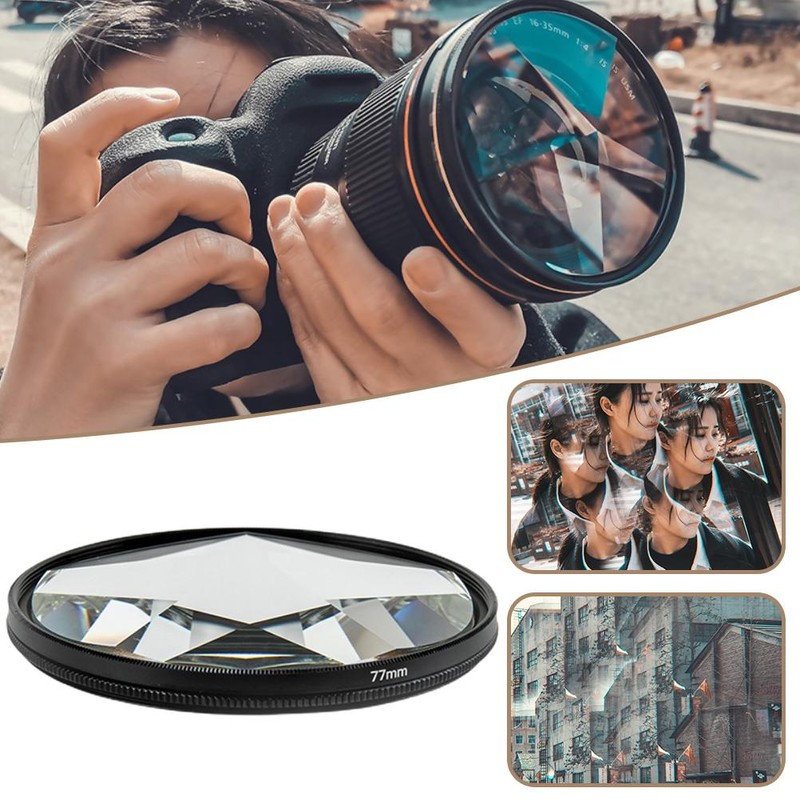 77MM Glass Kaleidoscope Pentaprism Camera Filter Accessories Photography Props