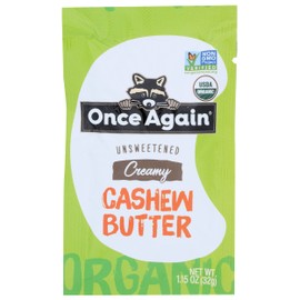 Once Again Organic Creamy Cashew Butter, Squeeze Packs, Peanut Free, 1.15 Ounces (Pack Of 10)