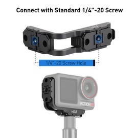 HSU 90 Degree Aluminum Vertical Bracket Adapter Elbow Mount for DJI Osmo Action 3/4/5 Pro, Magnetic Latch Adapter with 1/4"-20 Screw Hole and GoPro Mount