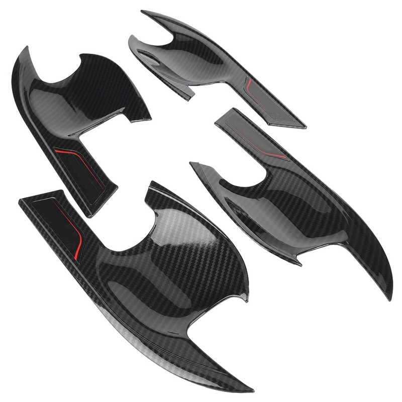 4pcs Carbon Fiber Style External Outer Door Bowl Handle Cover