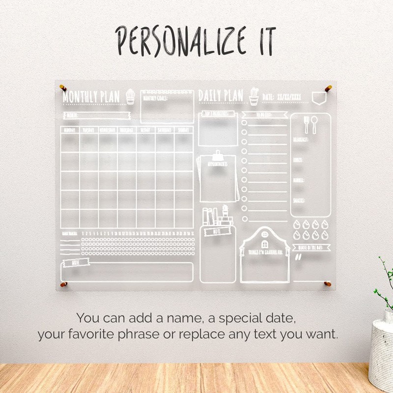 Wall Planner Acrylic Calendar Dry Erase Board Made in USA