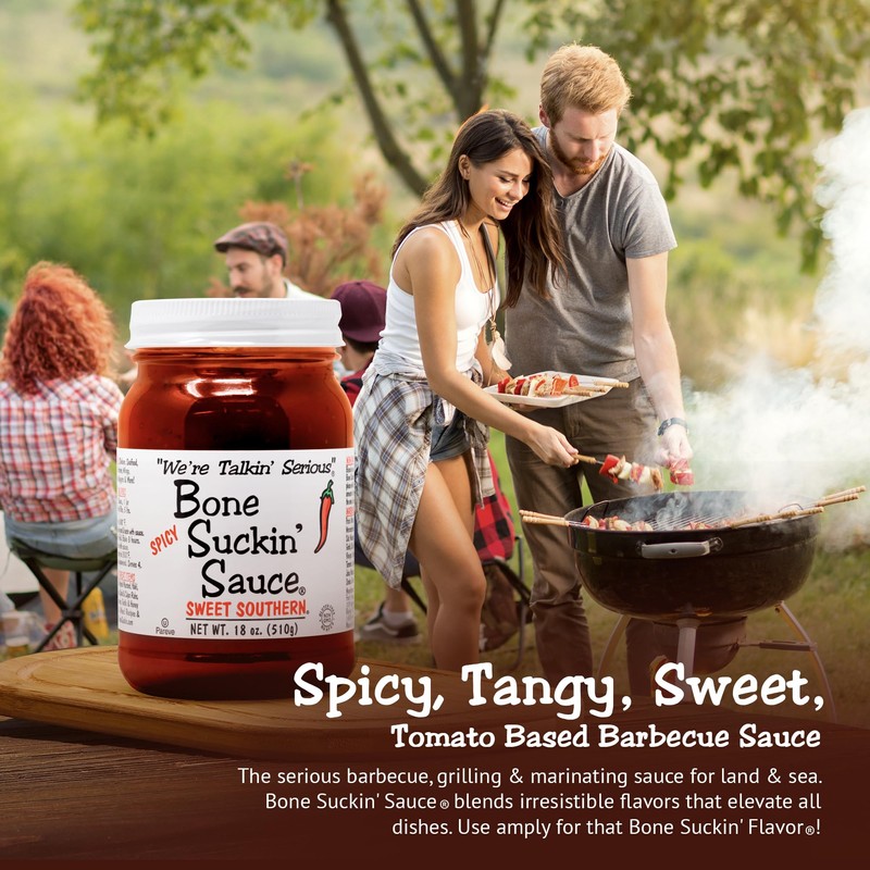 Bone Suckin' Sauce Sweet Southern Spicy BBQ Sauce, Gluten-Free, Non-GMO,