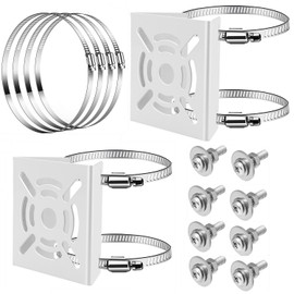 SYUNASYU Security Camera Mounting Bracket, Cylindrical Column, Full Set, Ready-to-Use, Brackets, Mounting Hardware, Poles, Stainless Steel Bands, 4 Bolt Set, 8 Types, Security Camera Hardware, Fixing