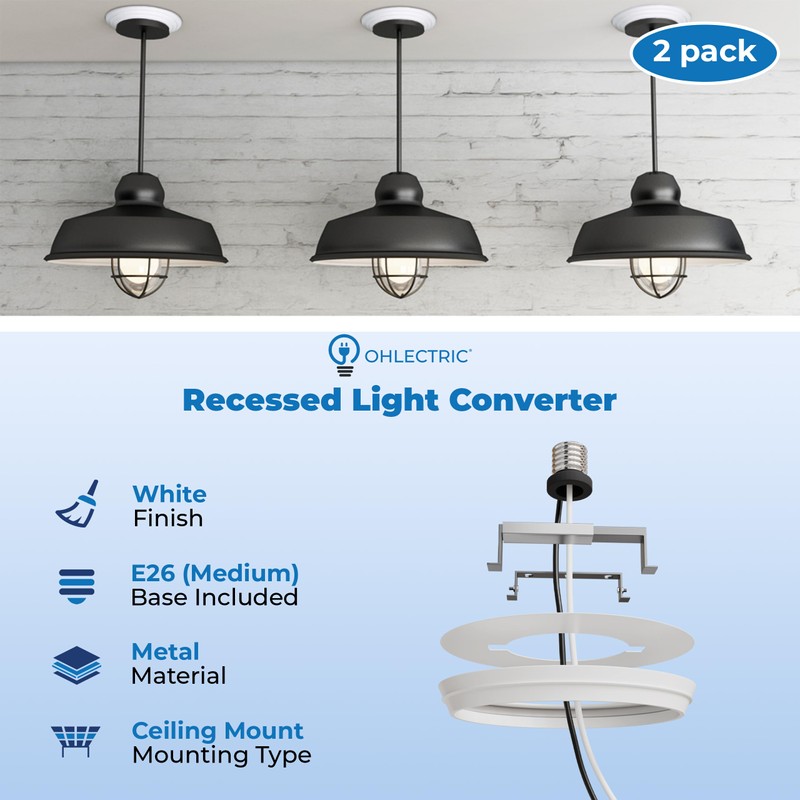 OHLECTRIC Recessed Can Light Conversion Kit to Pendant Lights –