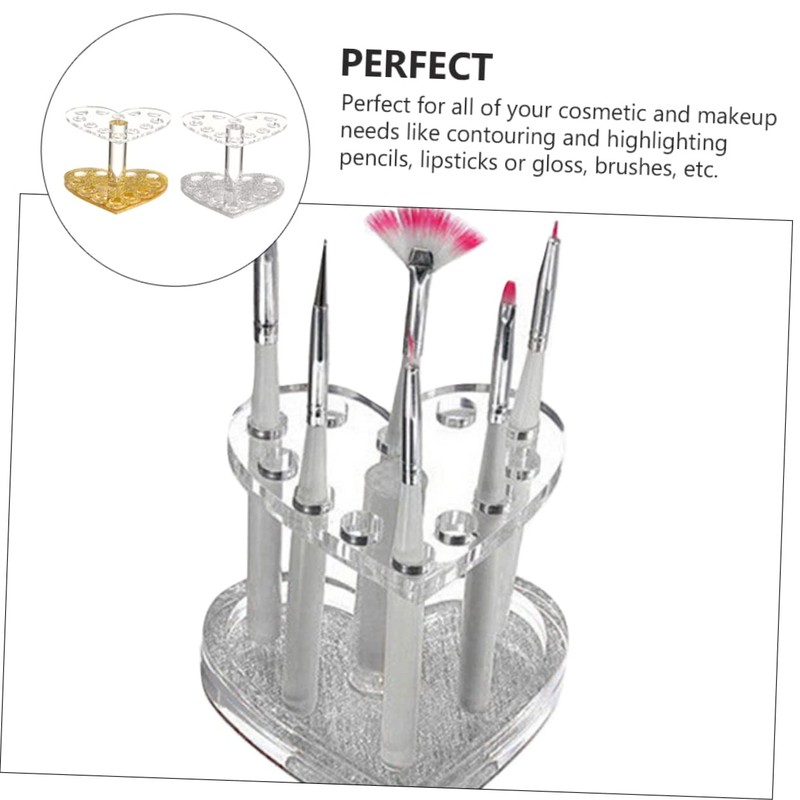 MERRYHAPY Acrylic Lip Liner Stand Makeup Brush Holder 2pcs Heart