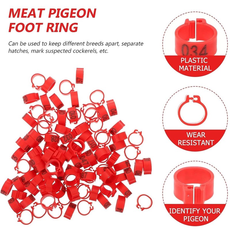 AIMALL 100 PCS Pigeon Bayonet Digital Foot Ring, 10mm Pigeon