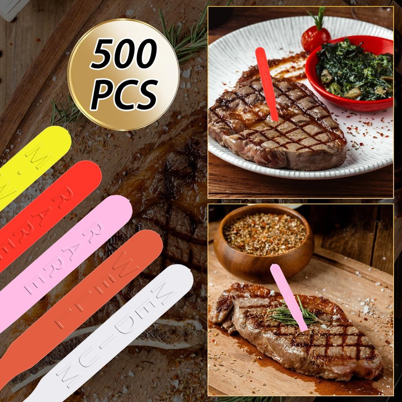 1000 Pcs Steak Markers - Colorful Plastic Meat Doneness Picks,