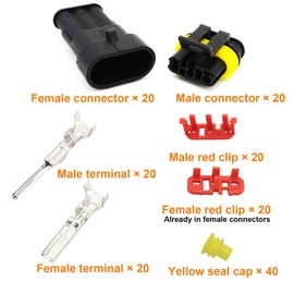 Twippo 20 Kits 3 Pin Connector Automotive Electrical Connectors Quick Connect 3 Pin Wire Connectors Waterproof Connector 3 Way Wire Connector