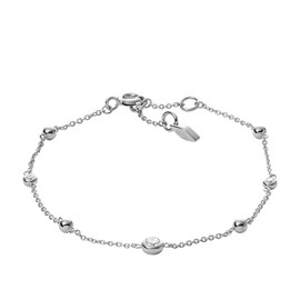 Fossil Sterling Silver Bracelet for Women, One Size, Sterling Silver, Cubic Zirconia
