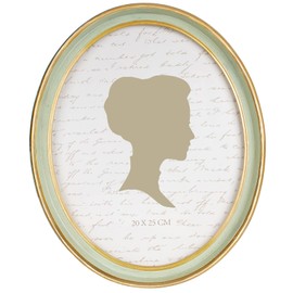 AELS 8x10 Inch Vintage Picture Frame, Elegant Antique Photo Frames with Glass Front, Photo Display, Tabletop Wall Hanging, Gift Ideas, Oval Sage Green with Gold Trim