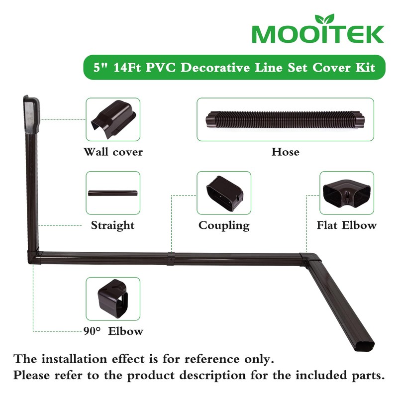 MOOITEK 5" 17Ft PVC Decorative Line Set Cover Kit for