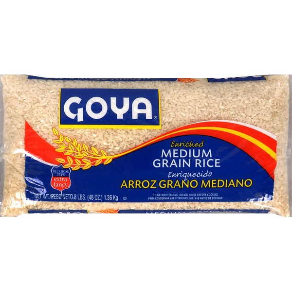 Goya Foods Enriched Medium Grain Rice, 3 Pound (Pack of 20)