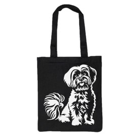 Merchandise for Fans Shopping Bag Shoulder Bag Cotton Black 38 x 43 cm Maltese Dog 01, black